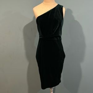 Lulu's Candlelit Date Forest Green One Shoulder Velvet Bodycon Dress size Small